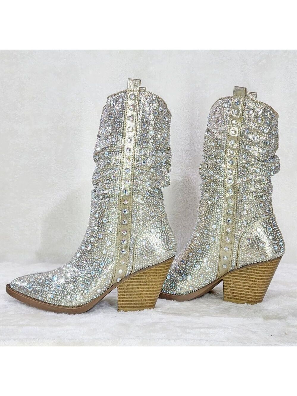 Angel Riders Rhinestones Country Glam Western Cowgirl Slouch Calf Boots